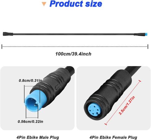 كابل تمديد Ebike 2Pin، سلك دراجة كهربائية مقاوم للماء من أنثى إلى ذكر لإضاءة Ebike، مستشعر التروس والفرامل في مجموعة تعديل Ebike (عبوتان) in Saudi Arabia