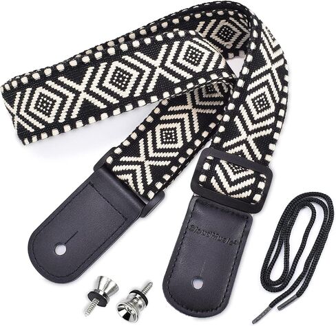CLOUDMUSIC Ukulele Strap Tribal Pattern Hawaii Style For Men Women Teen(Snowflake In Black) in Saudi Arabia
