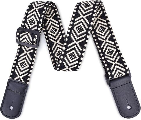 CLOUDMUSIC Ukulele Strap Tribal Pattern Hawaii Style For Men Women Teen(Snowflake In Black) in Saudi Arabia