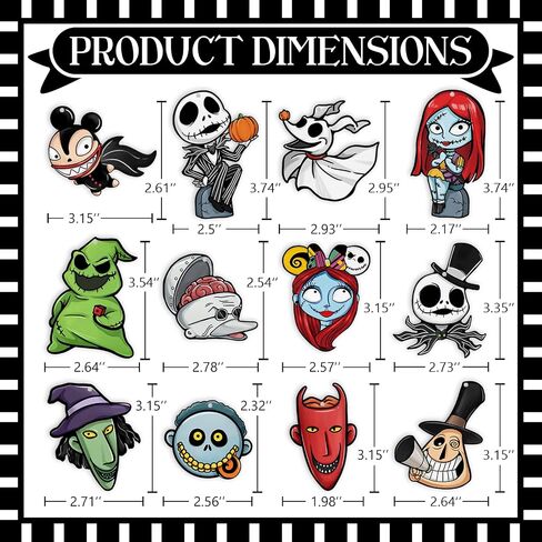 36 Pcs Halloween Jack Skellington Christmas Tree Ornaments, Sally Monster Witch Cardboard Tree Hanging Decorations Set, Funny Indoor Home Decor Holiday Party Supplies with Gold Rope in Saudi Arabia
