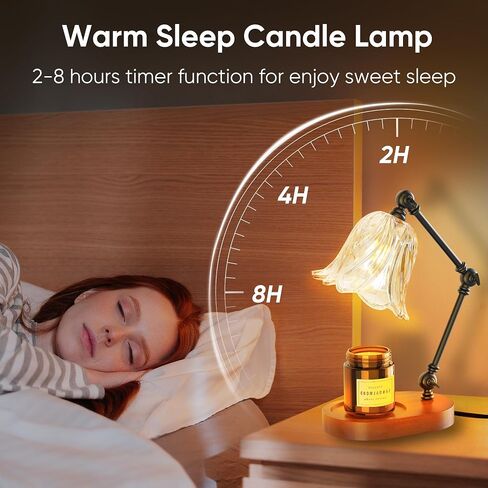 Candle Warmer Lamp, Adjustable Height Candle Warmer with Timer and 2 Light Bulbs, Upgraded Design Foldable Candle Lamps With Dimmable, Perfect Home Decor Gifts for Family, Friends and Lover (Black) in Saudi Arabia