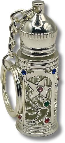 Refillable Glass Anointing Oil Keychain Bottle 5ml - Portable Essential Oils & Travel Size Container with Applicator for Anointing Oil, Church Gifts (Silver) in Saudi Arabia