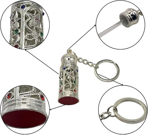Refillable Glass Anointing Oil Keychain Bottle 5ml - Portable Essential Oils & Travel Size Container with Applicator for Anointing Oil, Church Gifts (Silver) in Saudi Arabia