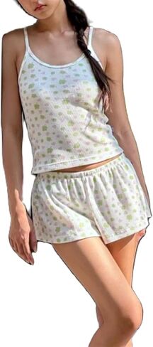 Yuemengxuan Two Piece Outfits for Women Lounge Set Y2k Crop Top Shirt Shorts Set Summer Outfits Loungewear Pajamas Set (Pink #S, S) in Saudi Arabia