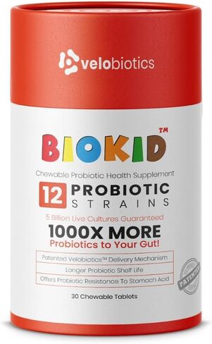BioKid Probiotics Chewable Tab for Children’s Immune & Digestive Health-Delivers 1000x More Probiotics-US-Patented Technology-Longer Shelf Life, Protected from Stomach Acid-Raspberry Flavor (30) in Saudi Arabia