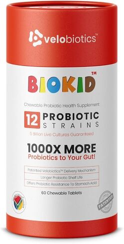 BioKid Probiotics Chewable Tab for Children’s Immune & Digestive Health-Delivers 1000x More Probiotics-US-Patented Technology-Longer Shelf Life, Protected from Stomach Acid-Raspberry Flavor (30) in Saudi Arabia