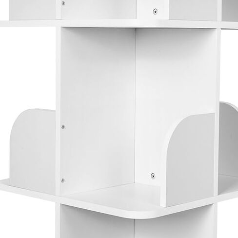 4 Tier Rotating Bookshelf, 360° Rotating Shelves Bookshelf Organizer Floor Standing Bookcase Storage for Home Office Living Room Study White in Saudi Arabia