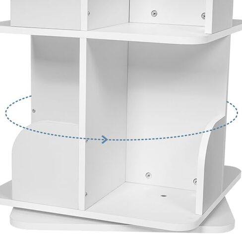 4 Tier Rotating Bookshelf, 360° Rotating Shelves Bookshelf Organizer Floor Standing Bookcase Storage for Home Office Living Room Study White in Saudi Arabia