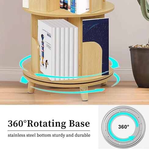 رف كتب دوار من 4 طبقات، أرفف دوارة 360 درجة منظم رف الكتب على الأرض لتخزين الكتب في المنزل والمكتب وغرفة المعيشة باللون الأبيض in Saudi Arabia