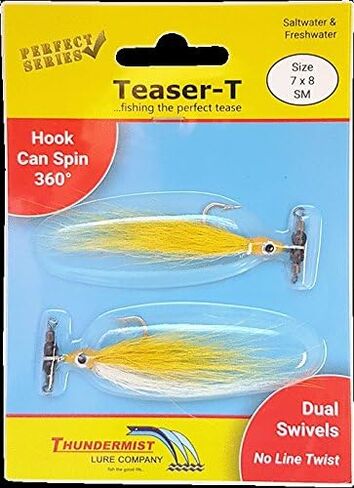 أداة صيد السمك Thundermist Lure Company TSR-2/0X1/0-W Teaser-T، باللون الأبيض in Kuwait