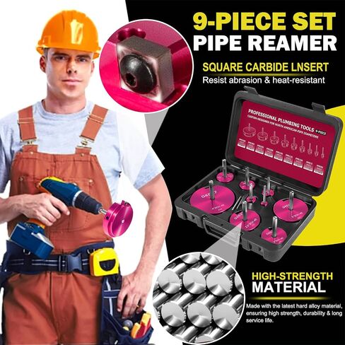 مخرطة أنابيب PVC ممتازة 9 قطع - مجموعة مخرطة كاملة، لمثاقب 1/2 بوصة، تتضمن PPR50، PPR75، PPR100، PPR125، PPR150، PPR200، PPR250، PPR300، PPR400 (1/2 بوصة، 3/4 بوصة، 1 بوصة، 1 بوصة) -1/4"، 1-1/2"، 2"، 2-1/2"، 3"، 4") in Kuwait