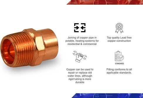 DDNA0034-5 Male Adapter Fitting Sweat x MIP Connections, 3/4, Copper in Saudi Arabia