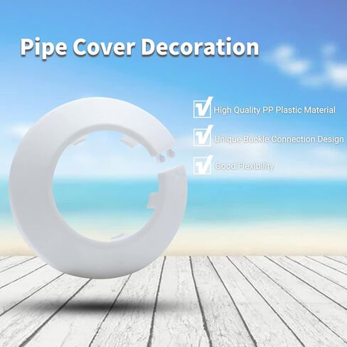 MroMax Fit 1/2 inch Outer Diameter Flange Water Pipe Cover Decoration White Pipe Cover Radiator PP Plastic 16mm(5/8") Escutcheon Pipe Collar for Wall Pipe Tube Decoration 4Pcs in Saudi Arabia