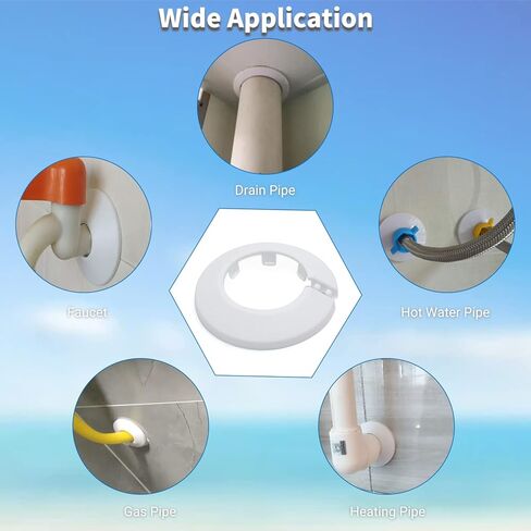 MroMax Fit 1/2 inch Outer Diameter Flange Water Pipe Cover Decoration White Pipe Cover Radiator PP Plastic 16mm(5/8") Escutcheon Pipe Collar for Wall Pipe Tube Decoration 4Pcs in Saudi Arabia