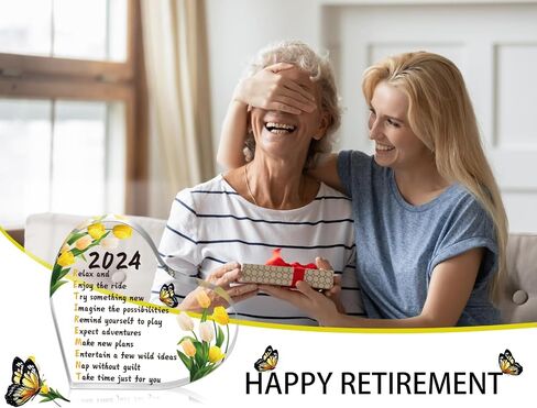 Retirement Gift for Women 2023 Acrylic Heart Keepsake Paperweight 4" x 4" x 0.4" Retirement Table Ornament Inspirational Plaque Retirement Party Decor for Retired Women Men Teachers Nurses in Saudi Arabia