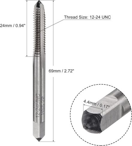 uxcell Thread Milling Tap 8-32 UNC, M42 HSS (High Speed Steel) Uncoated 3 Straight Flutes Machine Screw Threading Tap 2B Tolerance Grade in Saudi Arabia