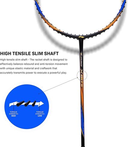 مضرب كرة الريشة Li-Ning Turbo X III من ألياف الكربون مع غطاء مضرب مجاني لكبار السن (أسود/ذهبي، 87 جرام) in Kuwait