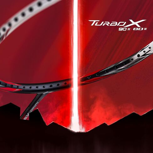 مضرب كرة الريشة Li-Ning Turbo X III من ألياف الكربون مع غطاء مضرب مجاني لكبار السن (أسود/ذهبي، 87 جرام) in Kuwait