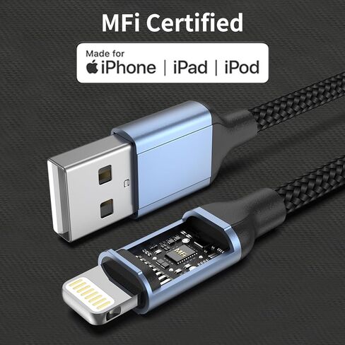 6 inch iPhone Charging Cable, 2 Pack [MFi Certified] 0.5ft USB A to Lightning Cable Fast Charging Braided Short iPhone Charger Cord for iPhone 14/13/12/11 Pro/XS/XR/X/8/7/6/Plus/iPad in Saudi Arabia
