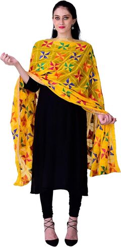 SWI WITH LABEL Women's Phulkari Dupattas For Hand Embroidered In Amritsar Punjabi Pankha Design in Saudi Arabia