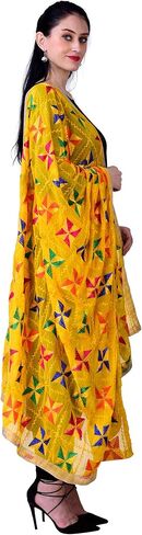 SWI WITH LABEL Women's Phulkari Dupattas For Hand Embroidered In Amritsar Punjabi Pankha Design in Saudi Arabia