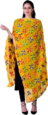SWI WITH LABEL Women's Phulkari Dupattas For Hand Embroidered In Amritsar Punjabi Pankha Design in Saudi Arabia