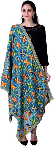 SWI WITH LABEL Women's Phulkari Dupattas For Hand Embroidered In Amritsar Punjabi Pankha Design in Saudi Arabia