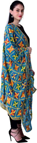 SWI WITH LABEL Women's Phulkari Dupattas For Hand Embroidered In Amritsar Punjabi Pankha Design in Saudi Arabia