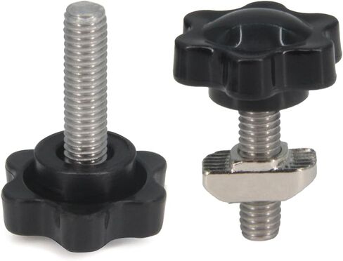 Zeberoxyz 10pcs M5 x 10mm Thumb Screws Stainless Steel with Black Plastic Star Knob Standard Metric Male Thread Thumbscrew-Length: 10mm (Size: M5x10mm) in Kuwait