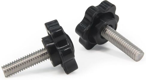 Zeberoxyz 10pcs M5 x 10mm Thumb Screws Stainless Steel with Black Plastic Star Knob Standard Metric Male Thread Thumbscrew-Length: 10mm (Size: M5x10mm) in Kuwait