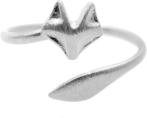 Spinningdaisy Handcrafted Brushed Metal Sleek Fox Head Ring in Kuwait