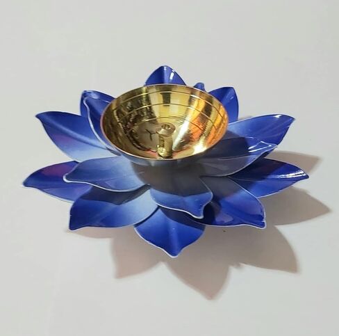 PARIJAT HANDICRAFT Brass Lotus Kuber Diya for Puja Home Décor Brass Diya Deepak Oil Lamp Small Lotus Kamal Shape for Home Temple Puja Articles Decor Gifts Giting (diya-INph0295) in Saudi Arabia