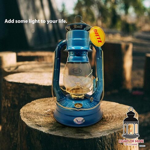 Light of Mine - Dietz #08 Air Pilot Blue with Gold Trim Oil Lantern with Replacement Wick Strips (Blue with Gold Trim) in Kuwait