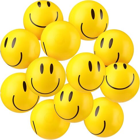 12 Pcs Smile Inflatable Beach Balls 12 Inch Summer Beach Pool Party Balls Toys Bulk Yellow Smile Face Water Balls for Summer Vacation Swimming Pool Games Birthday Party Favors in Saudi Arabia
