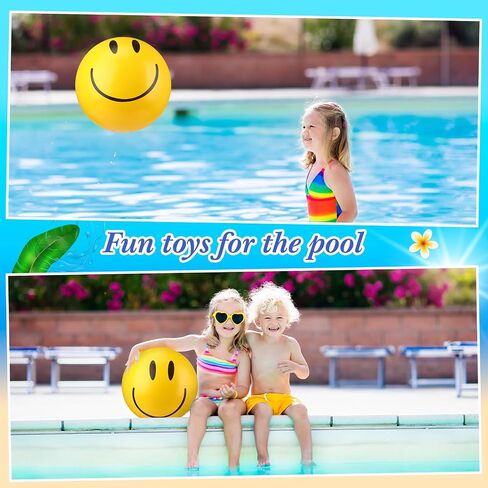 12 Pcs Smile Inflatable Beach Balls 12 Inch Summer Beach Pool Party Balls Toys Bulk Yellow Smile Face Water Balls for Summer Vacation Swimming Pool Games Birthday Party Favors in Saudi Arabia