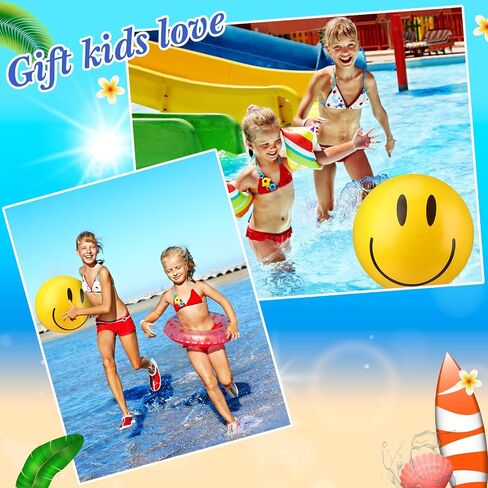 12 Pcs Smile Inflatable Beach Balls 12 Inch Summer Beach Pool Party Balls Toys Bulk Yellow Smile Face Water Balls for Summer Vacation Swimming Pool Games Birthday Party Favors in Saudi Arabia