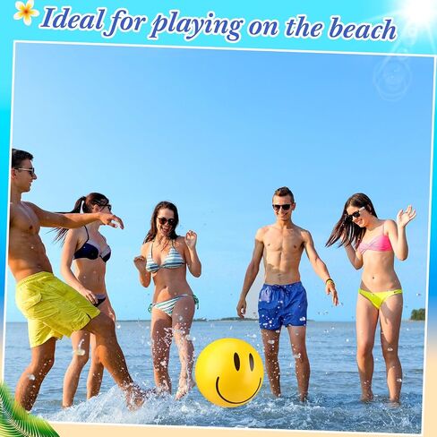 12 Pcs Smile Inflatable Beach Balls 12 Inch Summer Beach Pool Party Balls Toys Bulk Yellow Smile Face Water Balls for Summer Vacation Swimming Pool Games Birthday Party Favors in Saudi Arabia