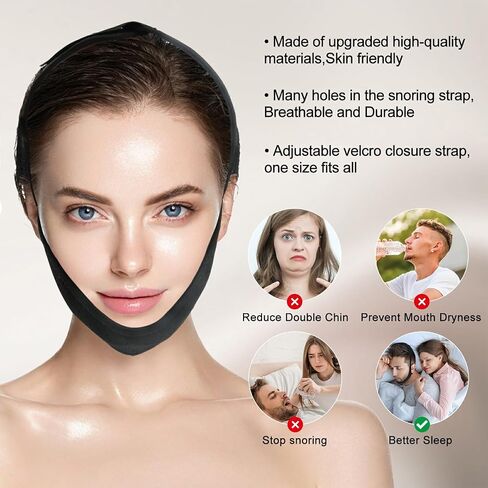Anti Snoring Devices [Upgraded] - Snoring Relief Chin Strap - Good Sleep Anti Snoring Devices - Snore Less Sleeping Solution for Men and Women - 800mm in Saudi Arabia