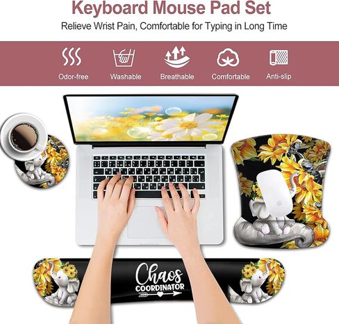 Mouse Pad with Wrist Support, Ergonomic Gel Mouse Pad Beautiful Flowers,Non-Slip Durable, Memory Foam Keyboard Wrist Rest, Suitable for Office Typing Games, Pink Hyacinths on Wood Panel in Saudi Arabia