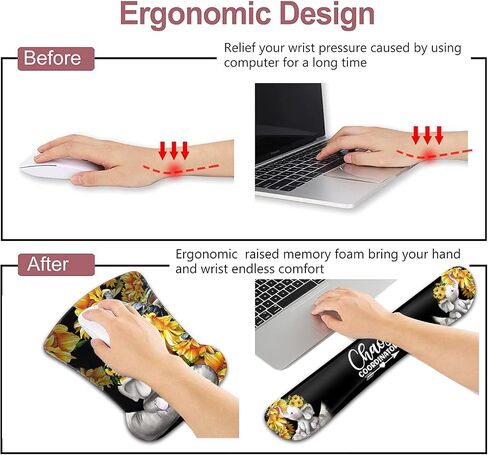 Mouse Pad with Wrist Support, Ergonomic Gel Mouse Pad Beautiful Flowers,Non-Slip Durable, Memory Foam Keyboard Wrist Rest, Suitable for Office Typing Games, Pink Hyacinths on Wood Panel in Saudi Arabia