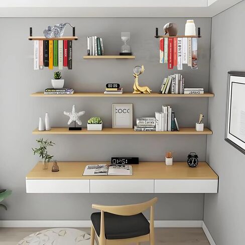Floating Bookshelves Set of 2 - Double Storage Unique Wall Bookshelf, Invisible Floating Bookshelves Wall Mounted, Hanging Bookshelf, Unique Design-Wall Book Shelves for Living Room(16.5W x 6.7D) in Saudi Arabia