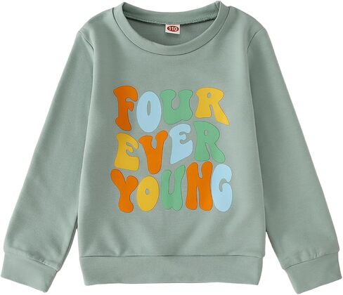 4th Birthday Outfit Boy Girl Four Ever Young Birthday Sweatshirt 4 Years Old Kids Fourth Four Bday Party Shirt Tops in Saudi Arabia