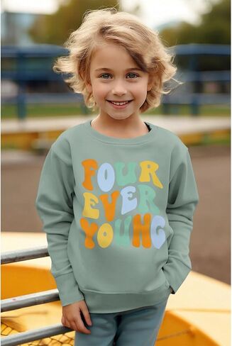 4th Birthday Outfit Boy Girl Four Ever Young Birthday Sweatshirt 4 Years Old Kids Fourth Four Bday Party Shirt Tops in Saudi Arabia