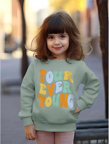 4th Birthday Outfit Boy Girl Four Ever Young Birthday Sweatshirt 4 Years Old Kids Fourth Four Bday Party Shirt Tops in Saudi Arabia
