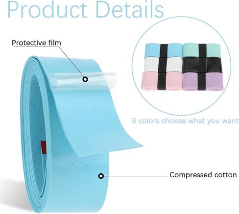 Mozeat Lens 12 قطعة من شريط مضرب التنس المضاد للانزلاق، مقابض تنس ممتصة للعرق، شريط تشطيب للتنس مع راحة مخملية، شريط قبضة مضرب كرة الريشة in Kuwait