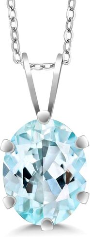 Gem Stone King 925 Sterling Silver Green Mystic Topaz Pendant Necklace For Women (2.30 Cttw, Oval Shape 9X7MM, With 18 Inch Silver Chain) in Saudi Arabia