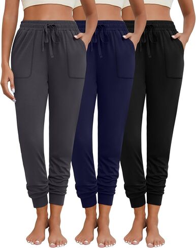Neer 3 Pack Women's Sweatpants with Pockets, Soft Jogger Pants Lightweight Lounge Athletic Pants for Workout Running Yoga in Saudi Arabia