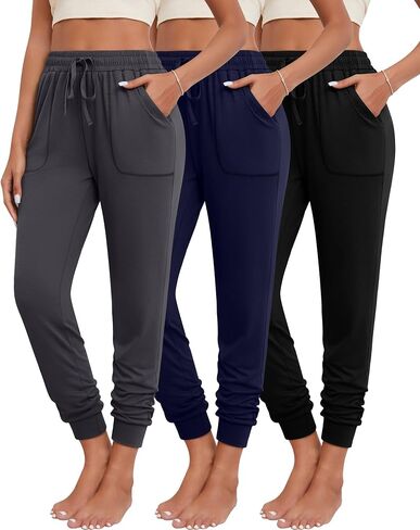 Neer 3 Pack Women's Sweatpants with Pockets, Soft Jogger Pants Lightweight Lounge Athletic Pants for Workout Running Yoga in Saudi Arabia