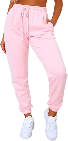 RUEWEY Womens Active Jogger Pants Cotton Sweatpants Workout Elastic Waist Drawstring Pants with Pockets in Saudi Arabia