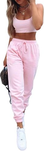 RUEWEY Womens Active Jogger Pants Cotton Sweatpants Workout Elastic Waist Drawstring Pants with Pockets in Saudi Arabia